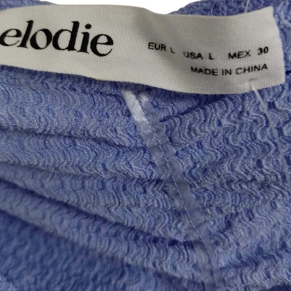 Elodie (Nordstrom) Periwinkle Ruched Long Sleeve Top Size L - Picture 3 of 4